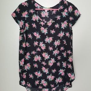 Black/Pink Flower Blouse